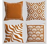 Lot de 4 Housse de Coussin 70 x 70 cm Housse Coussin Orange Brûlé Housse Coussin Canapé en Lin Housses Coussin Decoratif Canape Double Face Taie Oreiller pour Canapé, Maison, Chambre Décoration A3