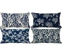 Lot de 4 Housse de Coussin 70 x 90 Bleu Housse Coussin Exterieur Doux Moderne Motif Taie d'oreiller avec Fermeture Eclair Invisible pour Terrasse Jardin Banc Voiture Canape Decoration Maison h26-0C