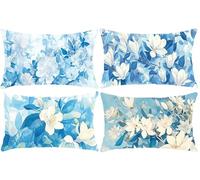 Lot de 4 Housse de Coussin Décorative Rectangulaire ImperméAble, Fleurs jade orchidées Coussins Canapé, Velours Taies D'Oreillers, Ferme, Pour Balcon, Sofa, Décoration Chambre 35 x 70 cm w-405