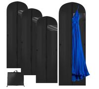 Lot de 4 housses à vêtements de protection, housses haut de gamme avec fermeture éclair, 180 x 60 cm, idéales pour robes, manteaux et robes de soirée