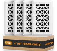 Lot de 4 housses d'aération de sol de 10,2 x 20,3 cm, en acier très résistantes, réglables et décoratives pour la maison, le sol, le plafond ou les murs latéraux (blanc, 4 x 8 à 4 pièces)