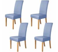 Lot de 4 housses de chaise à dossier haut en similicuir PU, imperméables, extensibles, faciles d'entretien et faciles à entretenir, pour salle à manger, cuisine, hôtel, banquet