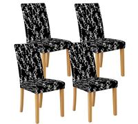 Lot de 4 housses de chaise à imprimé squelette pour chaises de salle à manger, extensibles et lavables, housses de protection décoratives amusantes pour Halloween, cuisine, salle à manger