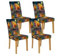 Lot de 4 housses de chaise colorées Amsterdam en élasthanne, extensibles et lavables pour chaises de salle à manger, cuisine, salon