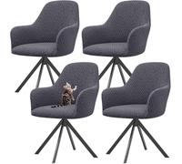 Lot de 4 housses de chaise de salle à manger à dos incurvé, extensibles, douces et lavables pour chaises d'appoint et de salon (gris foncé)