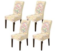 Lot de 4 housses de chaise de salle à manger en élasthanne, lavables et amovibles pour chaises de salle à manger, cuisine, salon, fête