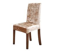 Lot de 4 housses de chaise de salle à manger en velours écrasé élasthanne élastique pour salle à manger, cuisine, mariage, banquet, crème