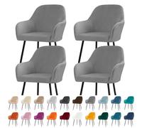 Lot de 4 housses de chaise de salle à manger en velours extensible, amovibles et lavables pour chaises à dossier courbé/demi-cercle pour cuisine, banquet, mariage (gris foncé)