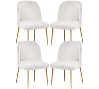 Lot de 4 housses de chaise de salle à manger modernes en velours extensible du milieu du siècle pour chaises d'appoint à dossier incurvé, protection élégante pour décoration d'intérieur - Blanc
