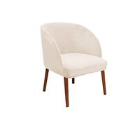 Lot de 4 housses de chaise de salle à manger rembourrées en velours avec dossier rond incurvé et accoudoirs de style scandinave (beige)