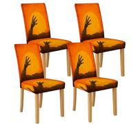 Lot de 4 housses de chaise de salle à manger Zombie en élasthanne, extensibles et lavables, housses décoratives pour salle à manger d'Halloween