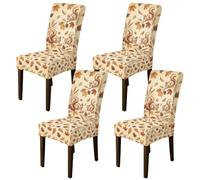 Lot de 4 housses de chaise d'écureuil pour chaises de salle à manger, feuilles rustiques d'automne et pommes de pin marron automne en élasthanne lavables pour cuisine, restaurant, bureau, fête