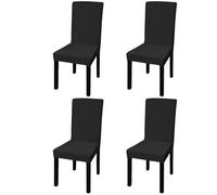 Lot De 4 Housses De Chaise Droites Extensibles Noires, Élastiques Et Résistantes Aux Plis Noir