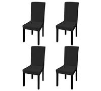 Lot De 4 Housses De Chaise Droites Extensibles Noires, Élastiques Et Résistantes Aux Plis Noir