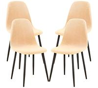 Lot de 4 housses de chaise élastiques de style nordique en élasthanne, lavables pour chaises de salle à manger, protection scandinave moderne pour chaises sans accoudoirs, beige