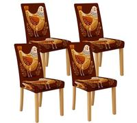 Lot de 4 housses de chaise en élasthanne extensibles et lavables à motif d'oiseau rustique pour chaises de salle à manger, cuisine, salle à manger