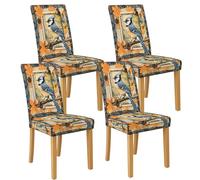 Lot de 4 housses de chaise en élasthanne extensibles et lavables pour chaises de salle à manger, cuisine et salle à manger avec imprimé oiseau coloré