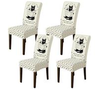 Lot de 4 housses de chaise en forme de chat pour chaises de salle à manger, livres de cuisine humoristiques, sans élasthanne, lavables et respirantes, décoration pour salle à manger, cuisine, banquet