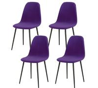 Lot de 4 housses de chaise extensibles modernes du milieu du siècle - Housses élastiques élégantes pour chaises de salle à manger, cuisine, bureau (violet) - Protection élégante et durable