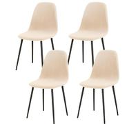 Lot de 4 housses de chaise extensibles modernes du milieu du siècle - Pour salle à manger, cuisine, bureau - Ajustement facile, lavable en machine, tissu doux, couleur blanc sale - Protégez et donnez
