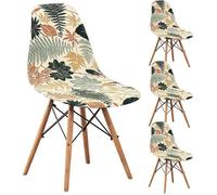 Lot de 4 Housses de Chaise Scandinaves Extensibles et Lavables Motif Tropical Feuillage pour Cuisine et Salle à HOUSSE DE CHAISE