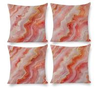 Lot de 4 Housses de Coussin 45 x 45 Marbre rose Coussins Lin Housse Coussin Printemps Automne Coussins Extérieure Carrées Décoratif pour Lit Salon Maison Chambre Canapé Jardin Décoration X-175