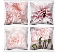 Lot de 4 Housses de Coussin 45x45 cm Roses Roses Velours Housses de Coussin Decoratif Moderne Taie d'oreiller Carrées pour Salon Canapé Chambres Maison Extérieur Housse Coussin