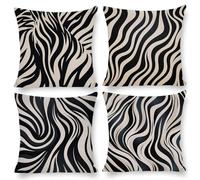 Lot de 4 Housses de Coussin 50 x 50 Pattes de zèbre Coussins Lin Housse Coussin Printemps Automne Coussins Extérieure Carrées Décoratif pour Lit Salon Maison Chambre Canapé Jardin Décoration X-26