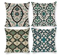 Lot de 4 Housses de Coussin 55 x 55 Turquoise Europe du Nord Coussins Velours Housse Coussin Printemps Automne Coussins Extérieure Carrées Décoratif pour Salon Maison Chambre Canapé Jardin Décor I-313
