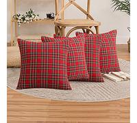 Lot de 4 Housses de Coussin à Motif Tartan écossais, Classiques et durables, Douces et Confortables, Peuvent être utilisées sur Le canapé de Salon, Become a Home Christmas Darling, 45 x 45 cm