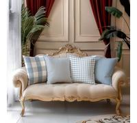 Lot de 4 housses de coussin à rayures bleu clair, ultra douces et confortables, best-seller, décoratives pour la maison, le canapé, le salon, la chambre, sans coussin. 40*40,45*45,30*50,50*50Géométriq