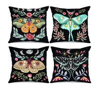 Lot de 4 Housses de Coussin avec Motif de Fleurs Tropicales, Papillons et Phases lunaires de Style Nordique, pour canapé, Maison, Bureau, à Offrir (45 x 45 cm)
