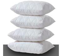 Lot de 4 housses de coussin blanches, hypoallergéniques avec fermeture éclair, taies d'oreiller matelassées, lavables en machine, anti-poussière et anti-acariens - 50 x 75 cm