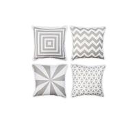 Penguin Home® Lot de 4 Housses de Coussin carrées 100% Coton tessées avec Fermeture à glissière Invisible 45 cm x 45 cm (18" x 18") Gris