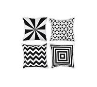 Lot de 4 housses de coussin carrées 100 % coton tessées avec fermeture à glissière invisible 45 cm x 45 cm (18 x 18)Lenoir
