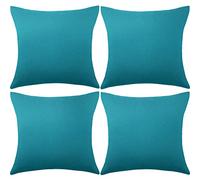 Lot de 4 Housses de Coussin carrées décoratives et imperméables avec revêtement en polyuréthane pour extérieur, terrasse, Balcon, Jardin, canapé, Tente, 45 x 45 cm, Bleu-Vert