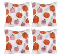 Lot de 4 housses de coussin d'automne, 45 x 45 cm, housses de coussin décoratives pour l'automne et la moisson, motif citrouille, pour canapé, décoration d'automne, pour la maison