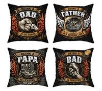 Lot de 4 housses de coussin décoratives carrées vintage et audacieuses en velours doux lavable pour maison, chambre à coucher, salon, canapé, fête des pères, 40,6 x 40,6 cm, noir