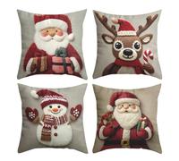 Lot de 4 Housses de Coussin décoratives de Noël avec Fermeture Invisible, 45 x 45 cm, pour canapé, Chambre à Coucher, Salon | Décoration d'intérieur pour dortoir d'