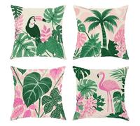 Lot de 4 housses de coussin décoratives toucan avec fermeture éclair dissimulée pour salon, chambre à coucher, loft, bureau, voiture, décoration d'intérieur (55,9 x 55,9 cm, vert)