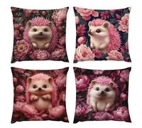 Lot de 4 Housses de Coussin Doux Lin Décoratif Coussin Fleurs de hérisson Coussins Décoratifs, avec Surface Hydrofugfe Housse de Coussins de Jardin Décoratif pour Extérieure Chambre 50 x 50 cm b-99