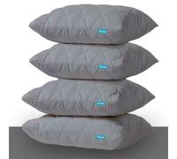 Lot de 4 housses de coussin hypoallergéniques avec fermeture éclair, lavables en machine, anti-poussière, anti-acariens - 50 x 75 cm - Gris