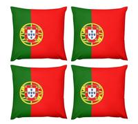 Lot De 4 Housses De Coussin Imprimées Drapeau du Portugal 45 X 45 Cm Style Drapeau National Carrées Décoratives pour Canapé Chambre À Coucher Maison