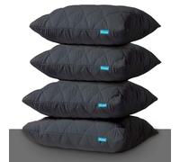 Lot de 4 housses de coussin noires, hypoallergéniques, avec fermeture éclair, taies d'oreiller matelassées, douces et respirantes - 50 x 75 cm