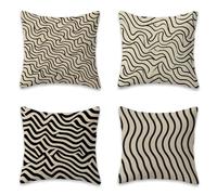 Lot de 4 Housses de Coussins 30x30 cm Beige, Housse Coussin Decoratif en Peluche Courte, Carré Coussin Exterieur Impermeable, Coussins Canapé pour Lit Chambre Salon Maison Deco Doubler L-G593