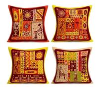 Lot de 4 Housses de Coussins 35x35cm,Rétro Nation Africaine Housses de Coussin Décoratives en Velours Taie Oreiller Double Face Housse de Coussin Carré pour Lit Voiture de la Extérieur Maison Canapé
