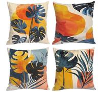 Lot de 4 Housses de Coussins 50x50 Motif Lavande Carré Exterieur Imperméable Housses de Coussin Décoratives Doux Taie Oreiller pour Lit Maison Canapé Jardin Decoration Chambre Pourpre Coussin HW-7032