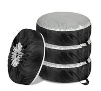 Lot de 4 housses de pneu de secours pour voiture et VUS, fabriquées en tissu Oxford résistant aux intempéries et revêtement argenté, protège les pneus de la saleté et des éléments météorologiques (S)