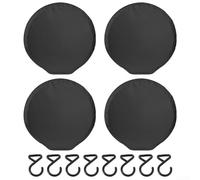 Lot de 4 housses de pneu de voiture avec crochets anti-vent améliorés et polyester 190T robuste pour protection contre les intempéries et la saleté sur les VUS et camions (noir L)