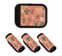 Lot de 4 housses de poignée de bagage Cactus Art français Saint-Valentin Dessin animé multi-usages pour valise sac de voyage, Cactus French Art Valentine's Cartoon, 1 sizex4